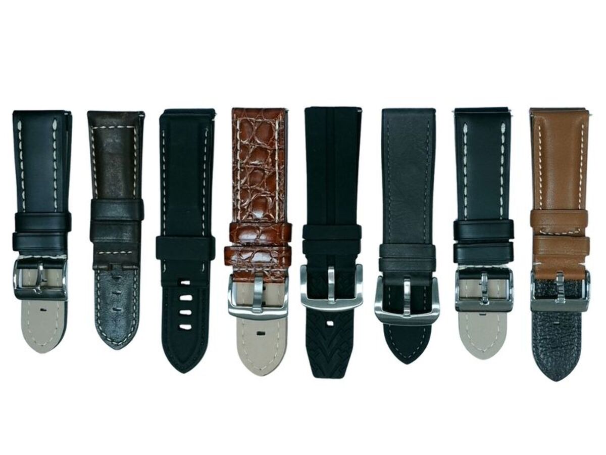 8Pcs Assorted 24mm Rubber & Leather Watch Band Straps For Watches