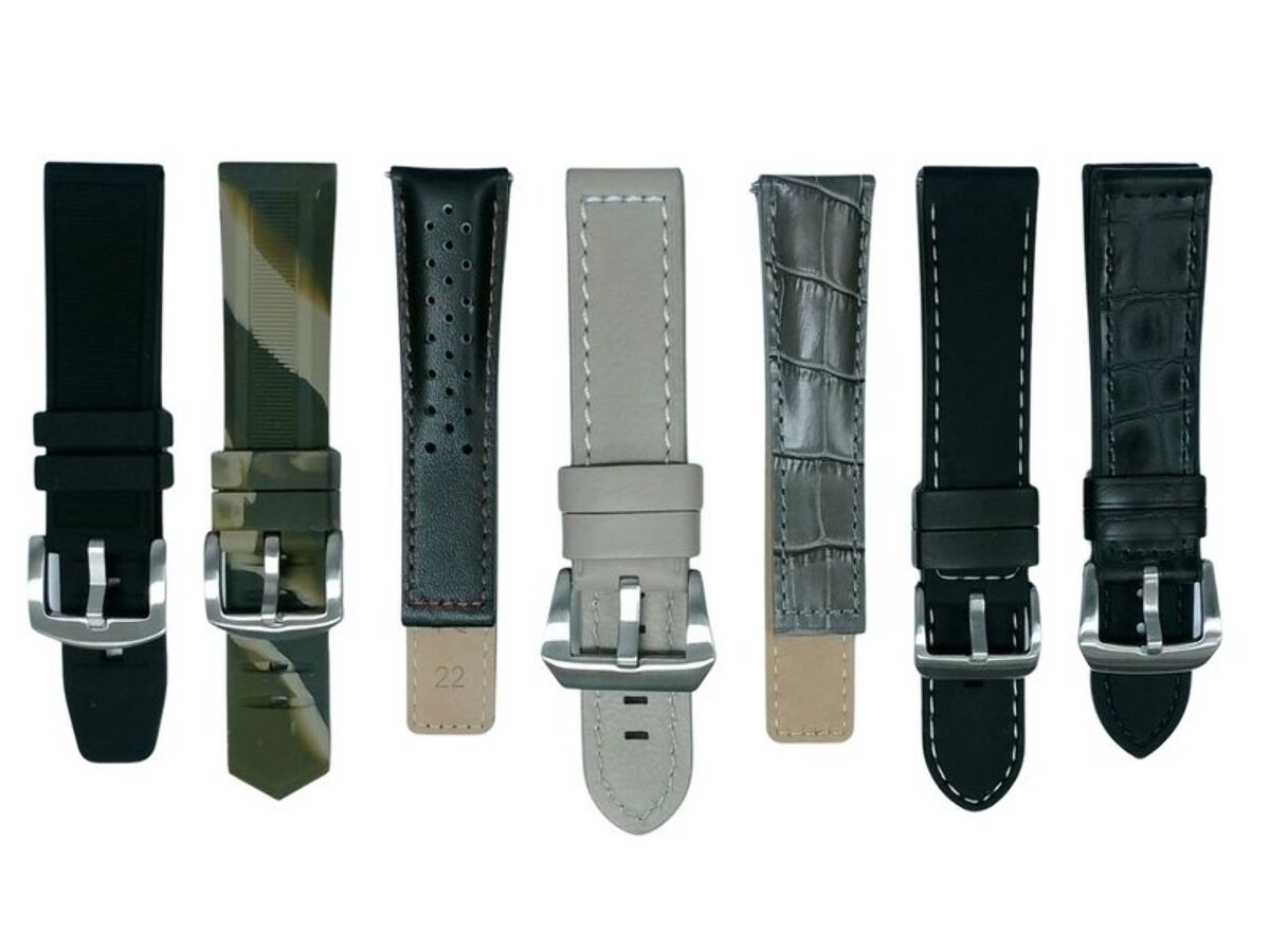 7Pcs Assorted 22mm Rubber & Leather Watch Band Straps For Watches