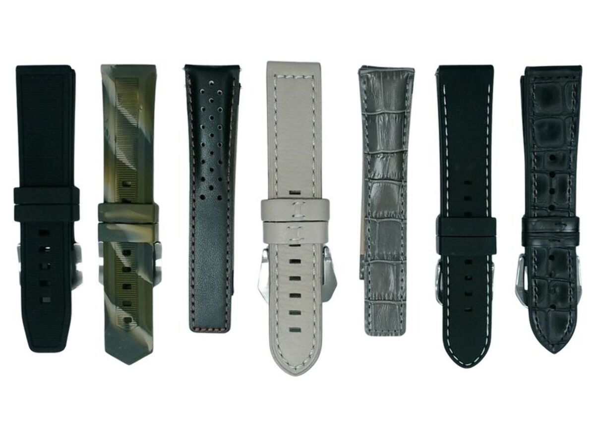 7Pcs Assorted 22mm Rubber & Leather Watch Band Straps For Watches