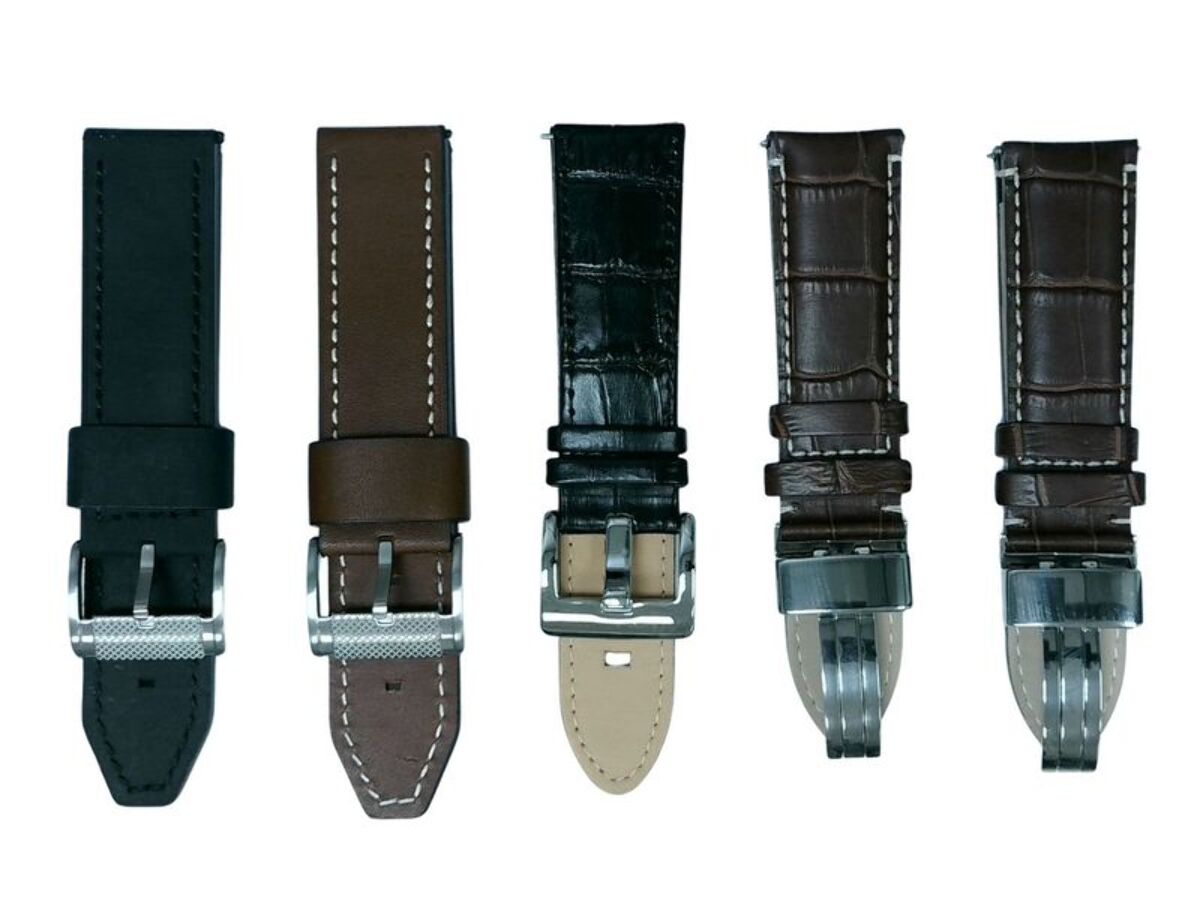5Pcs Assorted 24mm Leather Watch Band Straps For All Watches