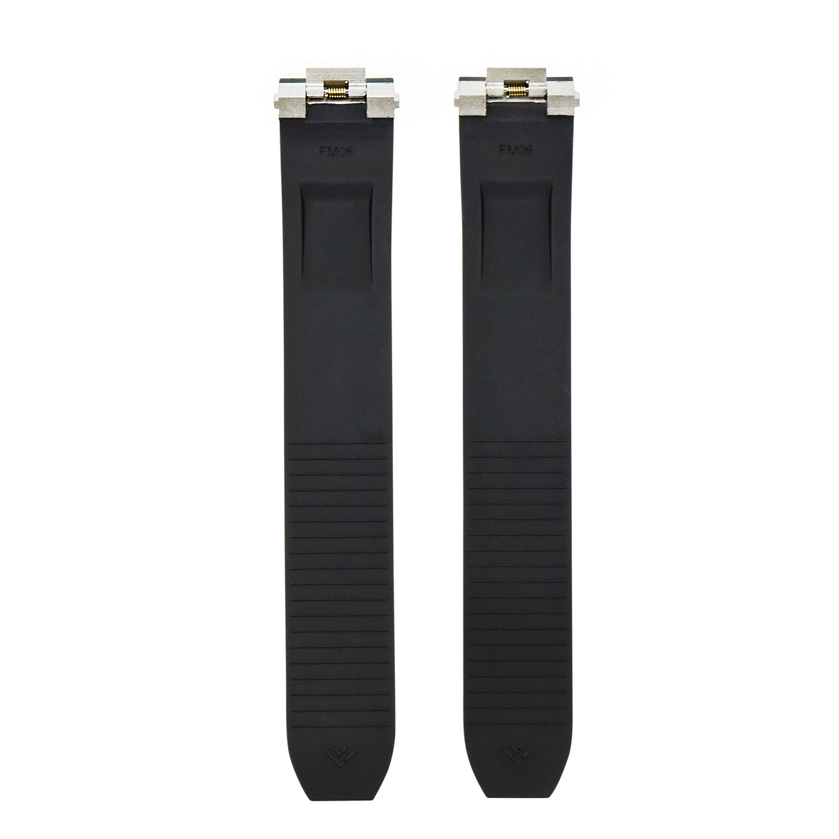 19MM SILICONE RUBBER WATCH BAND STRAP QUICK RELEASE FOR CARTIER ROADSTER, Black, front view