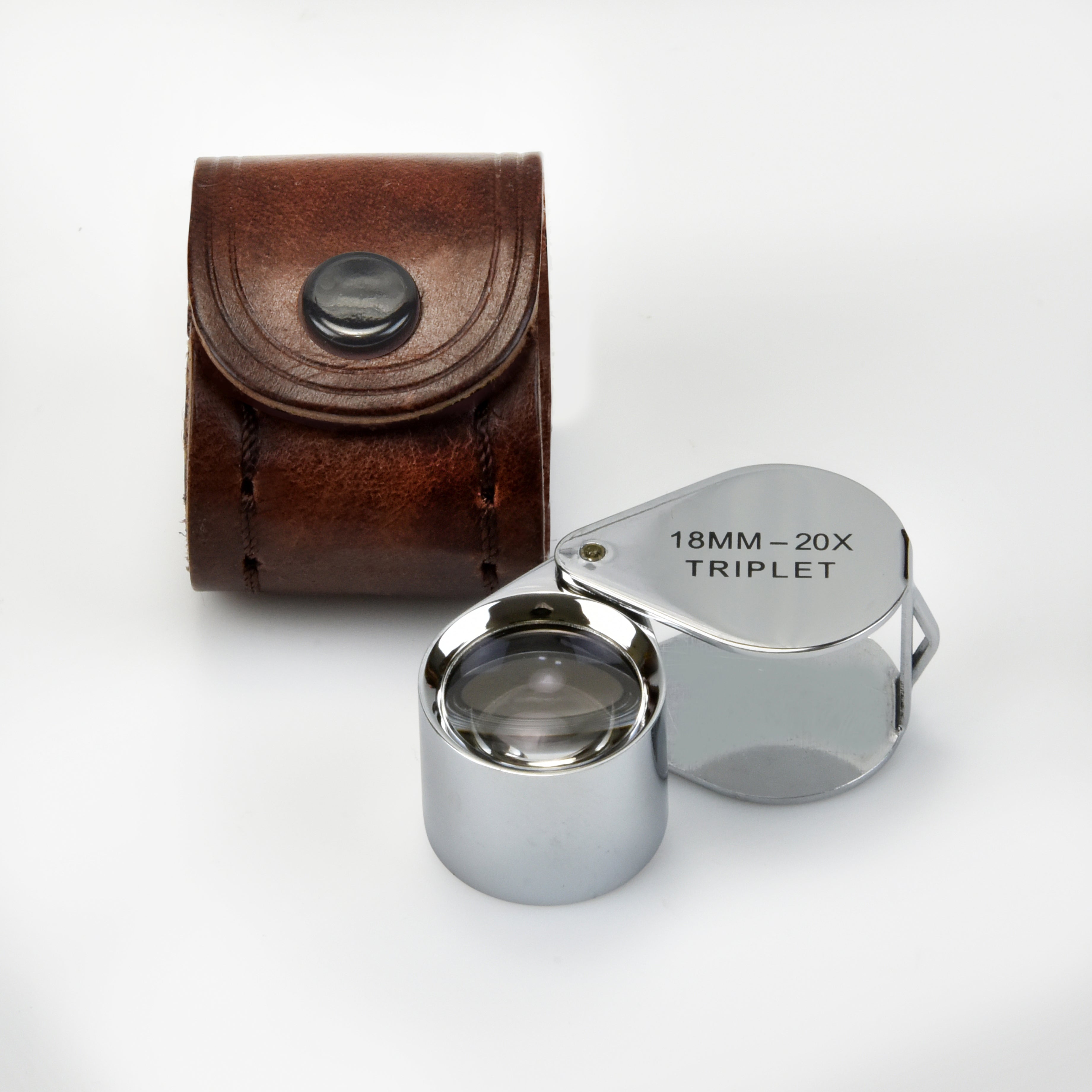 CHROME TRIPLET LOUPE 20X 18MM MAGNIFIER TOOL FOR JEWELLERS GEMSTONE INSPECTION