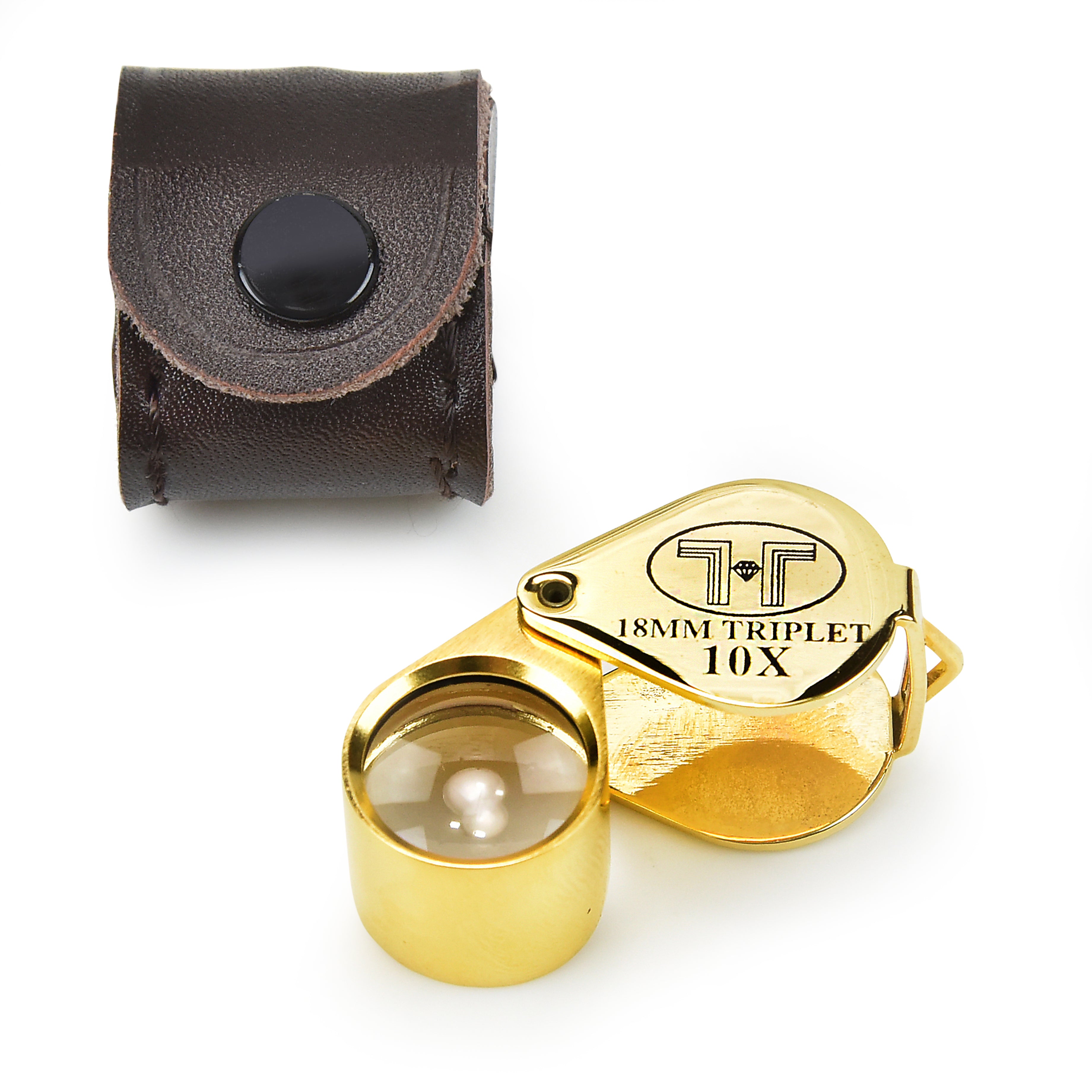 GOLD TONE TRIPLET LOUPE 10X 18MM MAGNIFIER TOOL FOR JEWELERS GEMSTONE INSPECTION