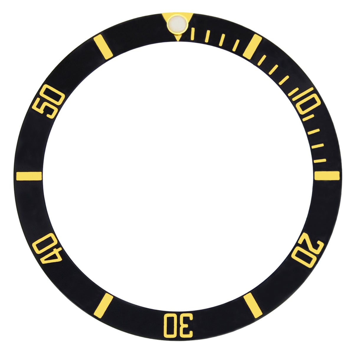 37.60MM X 30.70MM BLACK ALUMINUM BEZEL INSERT WATCH PART WITH GOLD NUMBERS