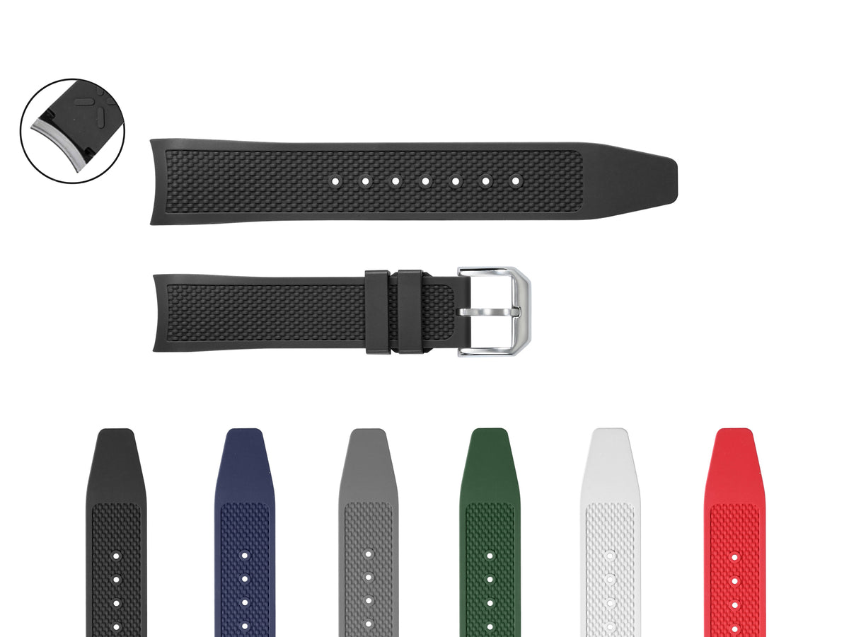 20MM FKM RUBBER WATCH BAND STRAP FOR IWC PORTUGUESE  MODEL WATCHES QUICK RELEASE, Black