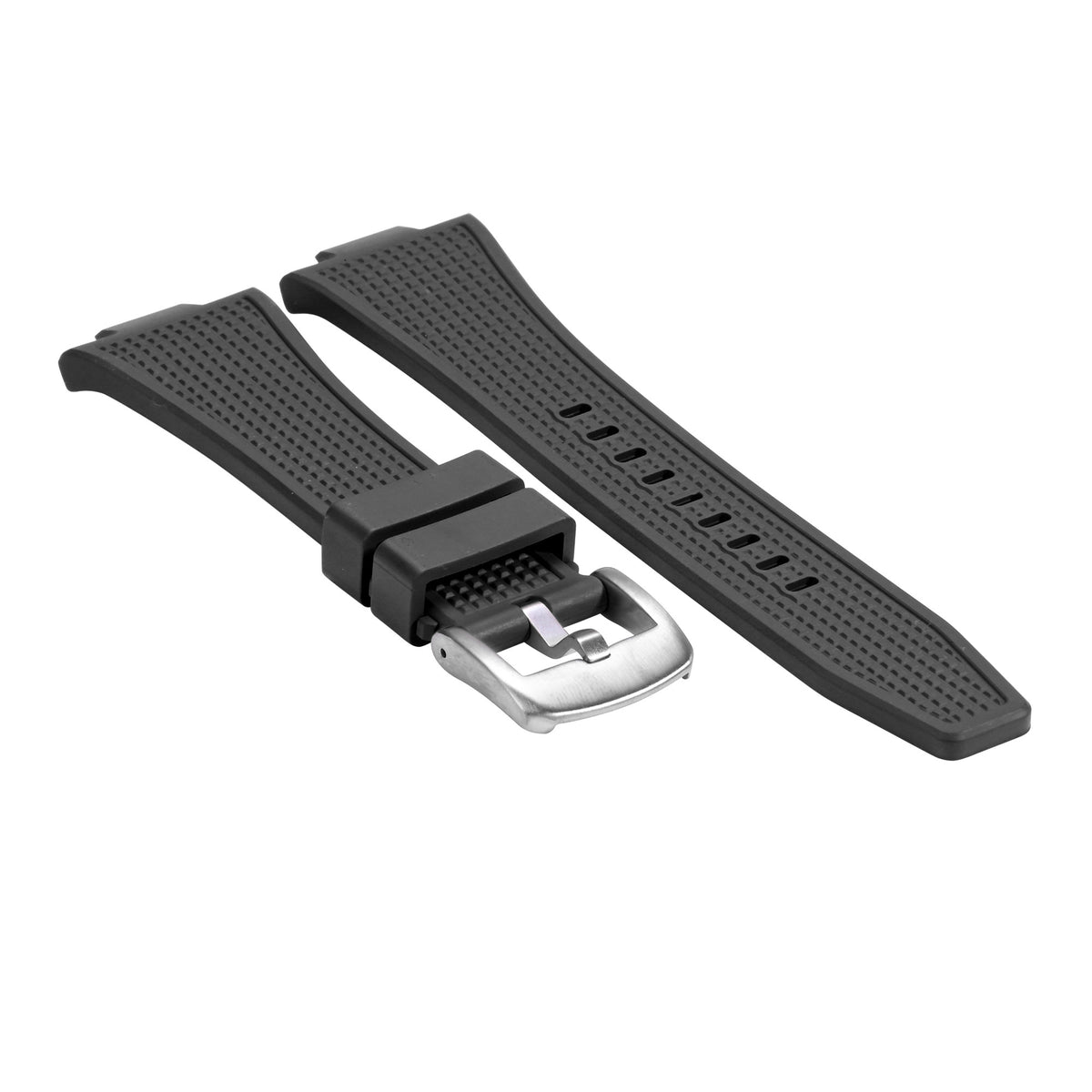 Replacement Strap Rubber Watch Strap FKM Deployant Clasp for Tissot PRX 35/40mm, Black, view 2