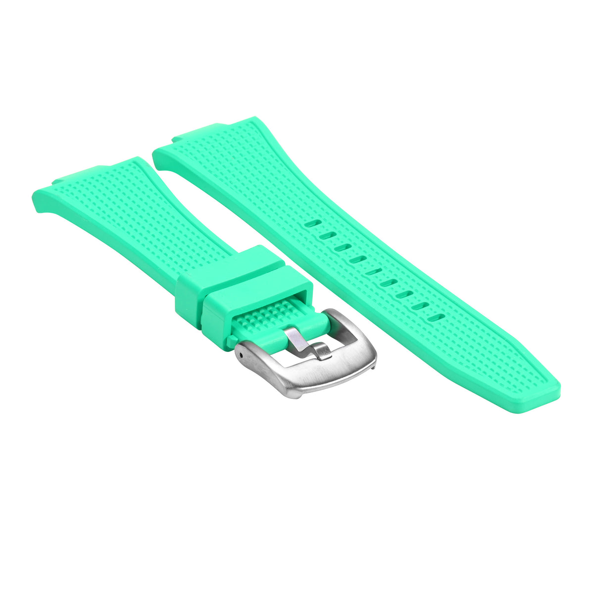 Replacement Strap Rubber Watch Strap FKM Deployant Clasp for Tissot PRX 35/40mm, Tiffany Blue, view 2