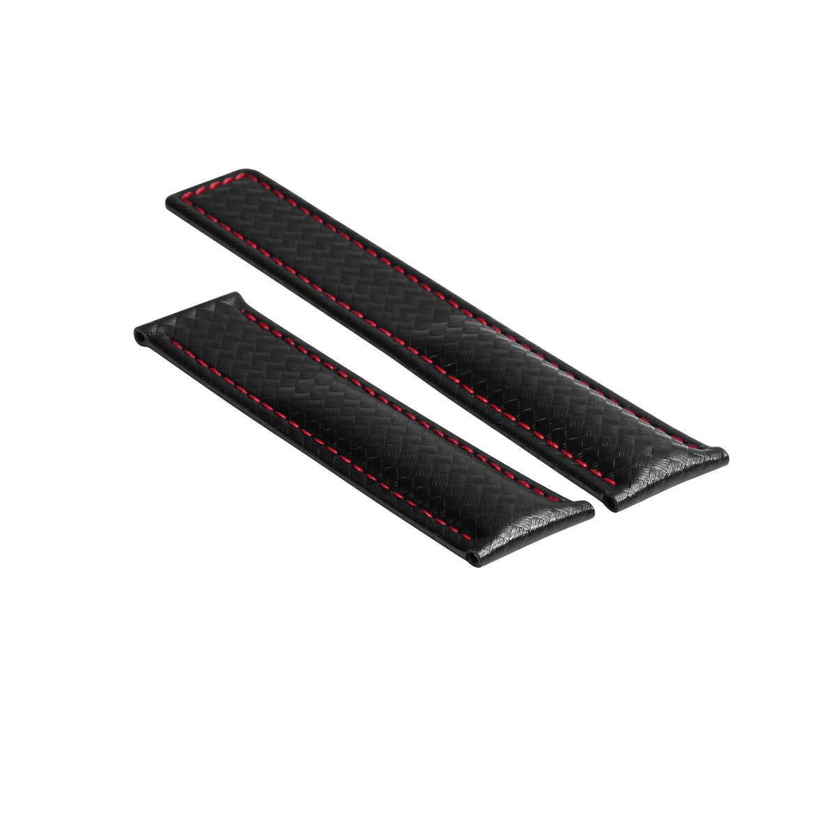 19-20-22MM BLACK WITH RED CARBON FIBER LEATHER WATCH BAND STRAP FOR TAG HEUER, Black/Red Stitching, view 3
