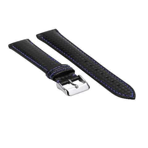 20-22MM BLACK CARBON FIBER LEATHER WATCH BAND STRAP FOR CITIZEN ECO DRIVE WATCH