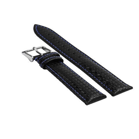 20-22MM BLACK CARBON FIBER LEATHER WATCH BAND STRAP FOR CITIZEN ECO DRIVE WATCH