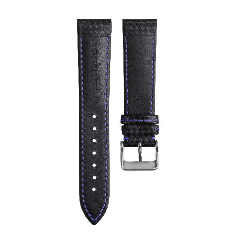 20-22MM BLACK CARBON FIBER LEATHER WATCH BAND STRAP FOR CITIZEN ECO DRIVE WATCH