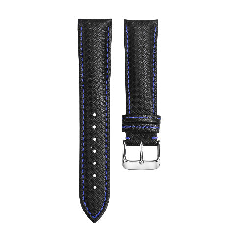 20-22MM BLACK CARBON FIBER LEATHER WATCH BAND STRAP FOR CITIZEN ECO DRIVE WATCH