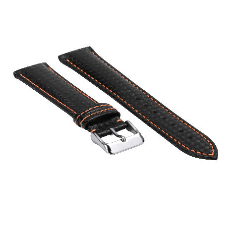 20-22MM BLACK CARBON FIBER LEATHER WATCH BAND STRAP FOR CITIZEN ECO DRIVE WATCH