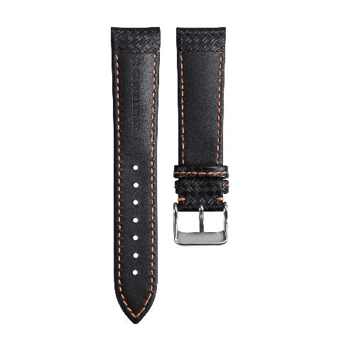 20-22MM BLACK CARBON FIBER LEATHER WATCH BAND STRAP FOR CITIZEN ECO DRIVE WATCH