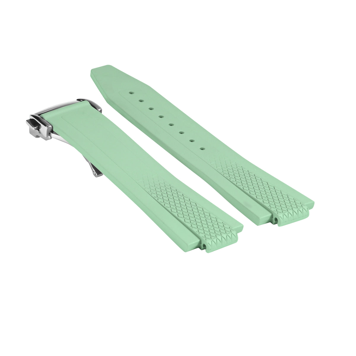 22mm FKM Rubber Watch Band Strap for Longines Conquest 42mm L38364529 L3.835, Light Green, view 3