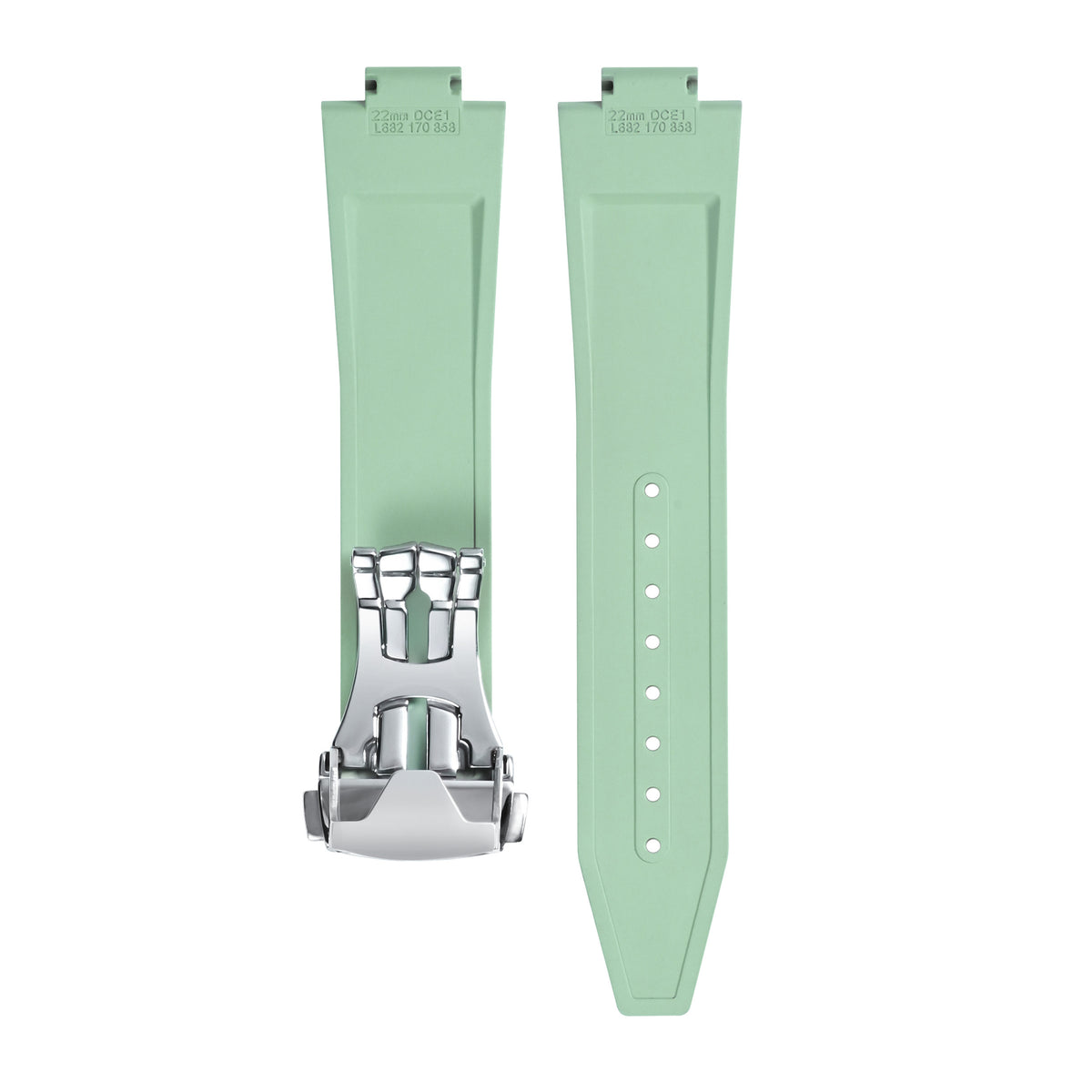 22mm FKM Rubber Watch Band Strap for Longines Conquest 42mm L38364529 L3.835, Light Green, view 4