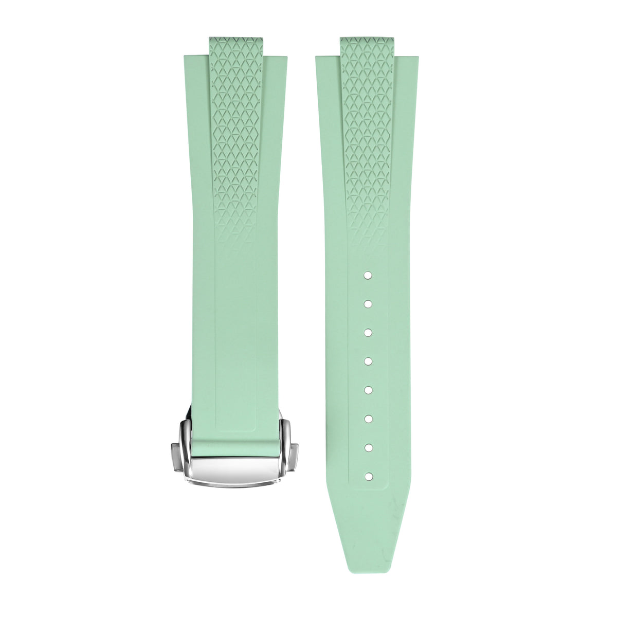 22mm FKM Rubber Watch Band Strap for Longines Conquest 42mm L38364529 L3.835, Light Green