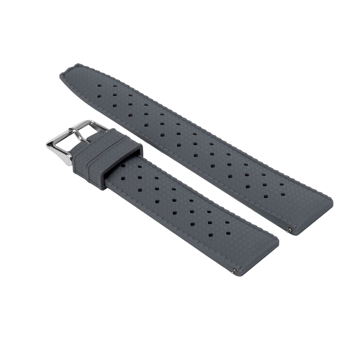 Silicone Rubber Tropical Watch Band Strap with EZ Quick Release Spring Bars, Grey, view 3