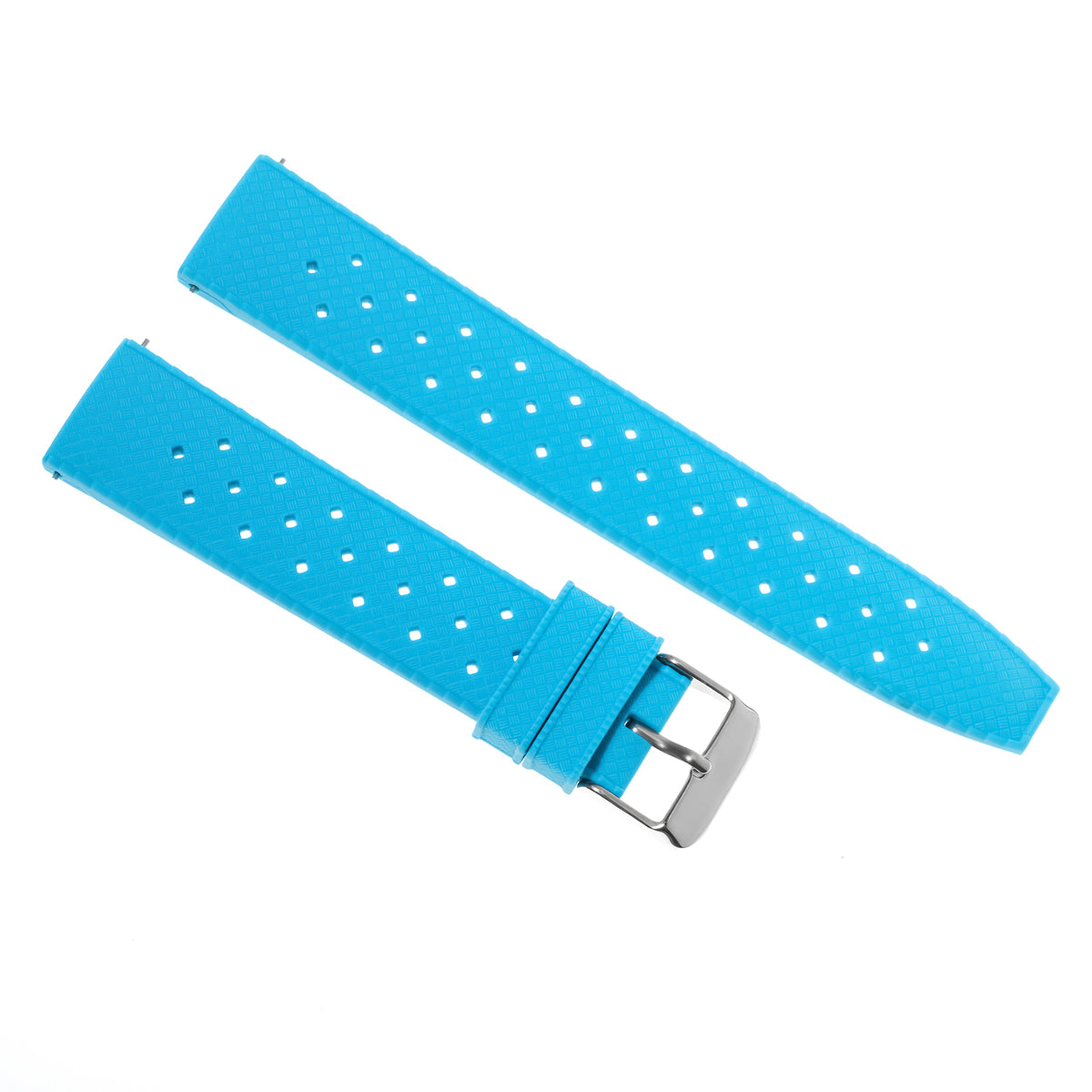 Silicone Rubber Tropical Watch Band Strap with EZ Quick Release Spring Bars, Sky Blue