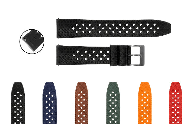 18mm 20mm 22mm FKM Rubber Waffle Rubber Watch Band Strap Universal Replacement