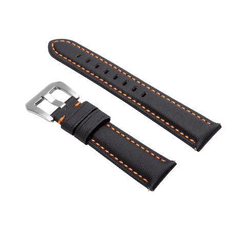20-22-24-26MM Nylon Canvas Leather Watch Band Replacement Wristband Strap Watch