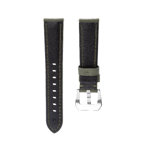 20-22-24-26MM Nylon Canvas Leather Watch Band Replacement Wristband Strap Watch
