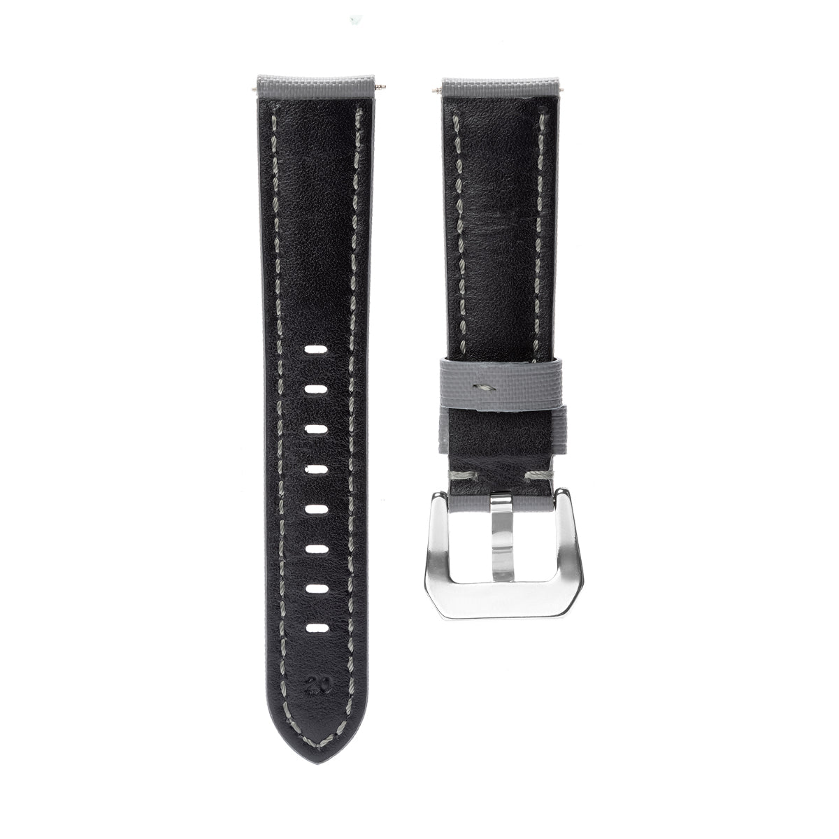 20-22-24-26MM NYLON CLOTH & LEATHER WATCH BAND WRIST STRAP FOR PANERAI WATCHES, Grey, view 4