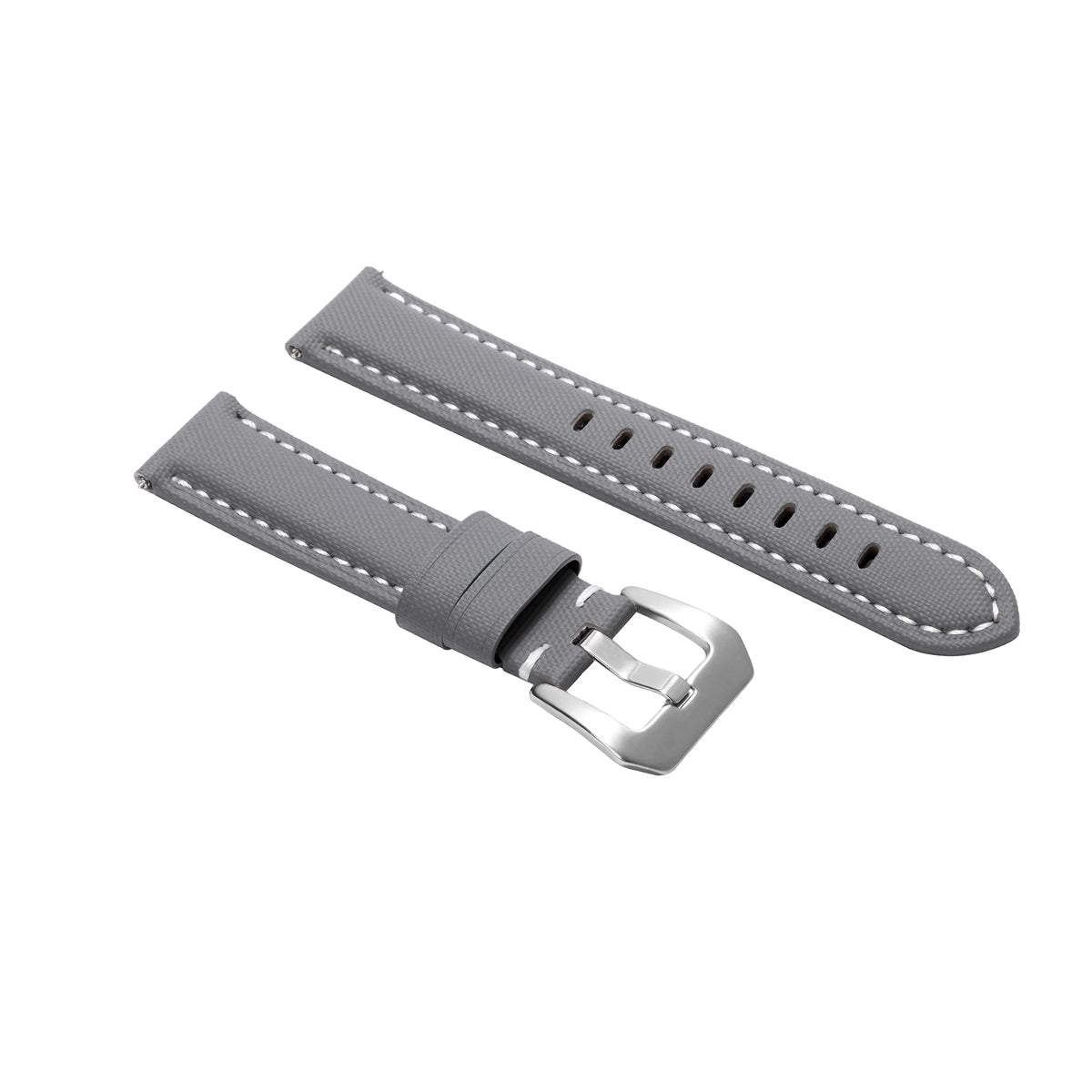20-22-24-26MM NYLON CLOTH & LEATHER WATCH BAND WRIST STRAP FOR PANERAI WATCHES, Grey with White Stitches, view 2