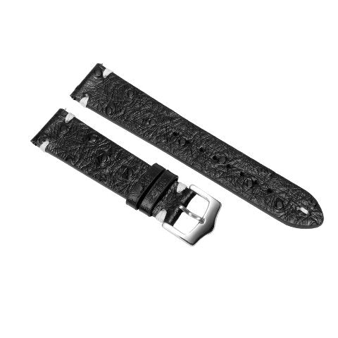 20MM - 22MM OSTRICH STYLE GRAIN LEATHER WATCH BAND STRAP WITH BUCKLE FOR WATCHES