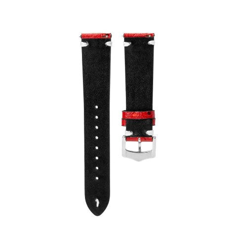 20MM - 22MM OSTRICH STYLE GRAIN LEATHER WATCH BAND STRAP WITH BUCKLE FOR WATCHES