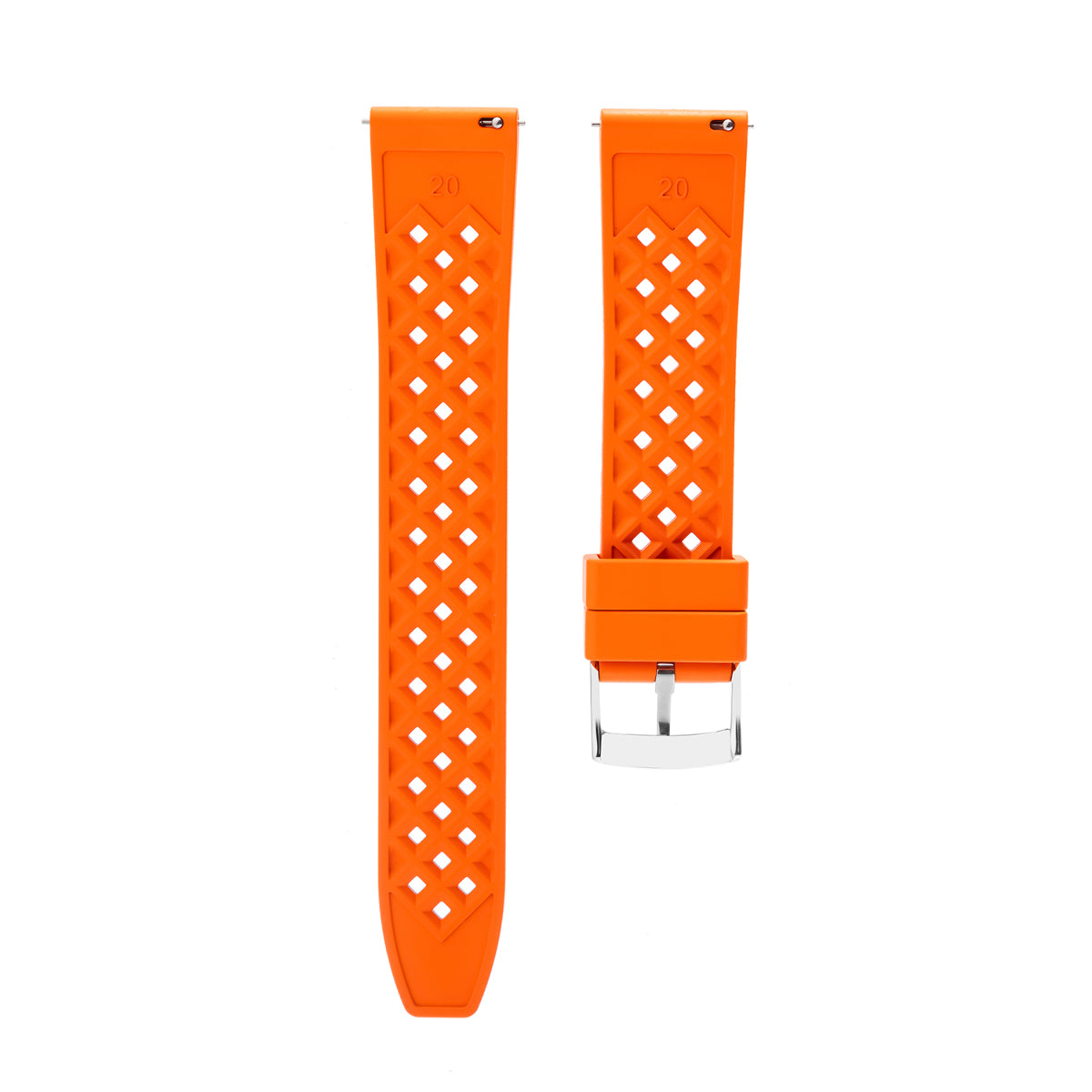 FKM Rubber Quick Release Waffle Watch Strap Band Replacement Dive For Seiko, Orange, view 4