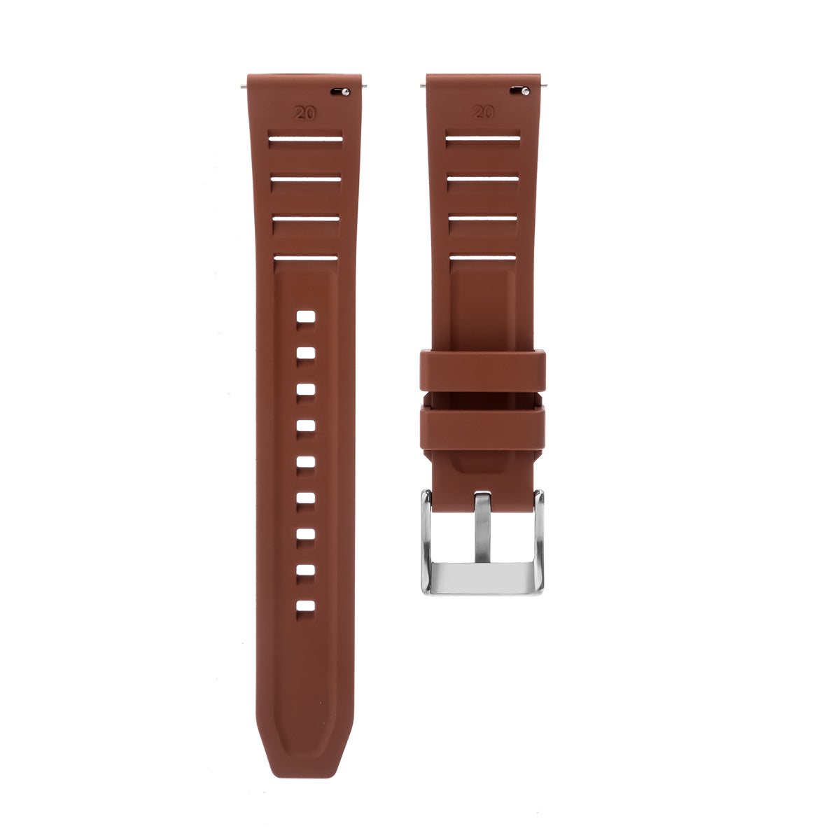 FKM Rubber Vented Quick Release Watch Strap Band Strap for Citizen Watch, Brown, view 4