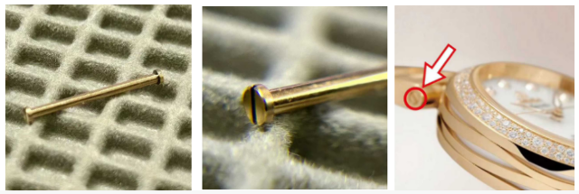 17.50MM ROSE SCREW & TUBE FOR OMEGA WATCH BAND STRAP CASE 425.6034 ROSE COLOR