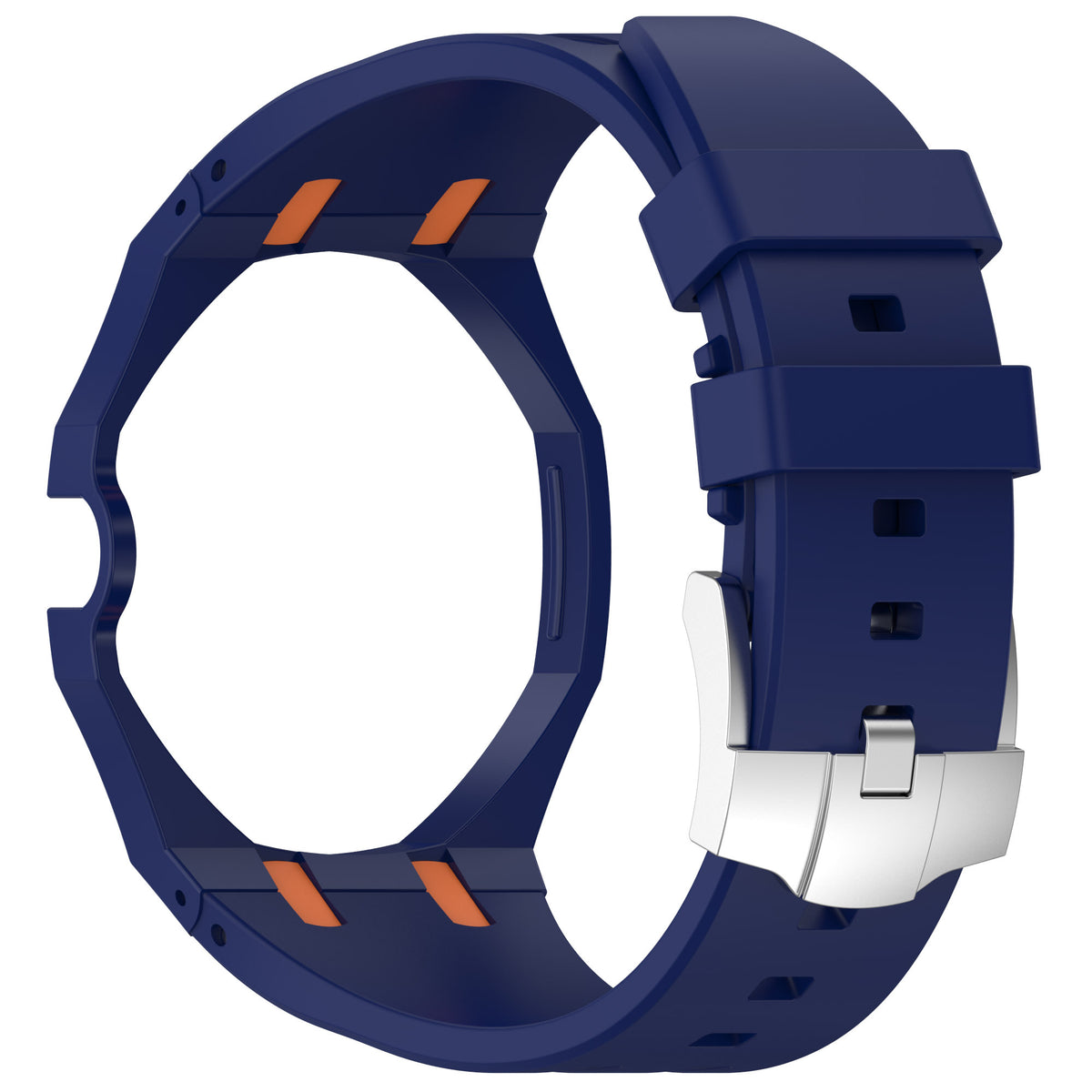 Royal Pop Silicone Rubber Watch Band Conversion Strap For AP Swatch Wristwatch, Blue/orange @ 3, view 2