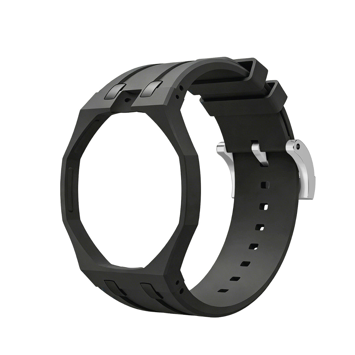 Ceramic Case Silicone Strap Band for Royal Pop AP Swatch Pocket Watch Conversion, Black, view 2