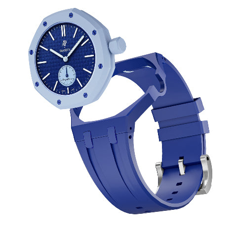 Ceramic Case Silicone Strap Band for Royal Pop AP Swatch Pocket Watch Conversion