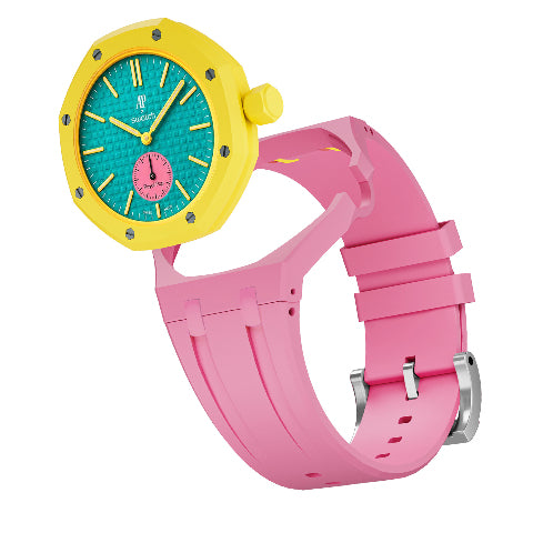 Ceramic Case Silicone Strap Band for Royal Pop AP Swatch Pocket Watch Conversion