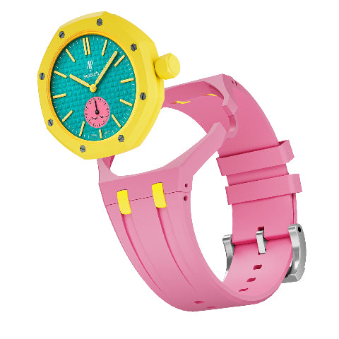 Ceramic Case Silicone Strap Band for Royal Pop AP Swatch Pocket Watch Conversion