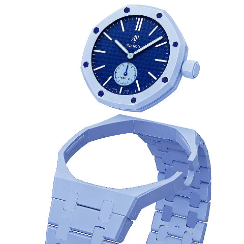 Ceramic Watch Strap Band with Ceramic Case Mod Kit For Swatch X AP Royal Pop