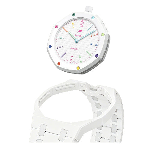 Ceramic Watch Strap Band with Ceramic Case Mod Kit For Swatch X AP Royal Pop