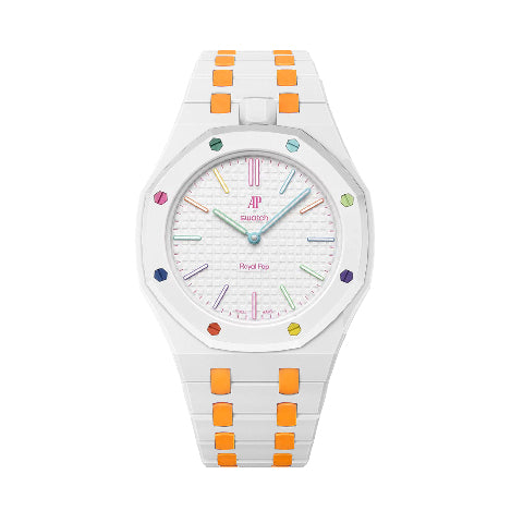 Ceramic Watch Strap Band with Ceramic Case Mod Kit For Swatch X AP Royal Pop