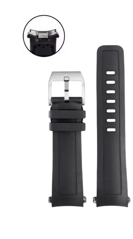 22mm Black Rubber Watch Strap for IWC Aquatimer 2000 Rubber Quick-Release System