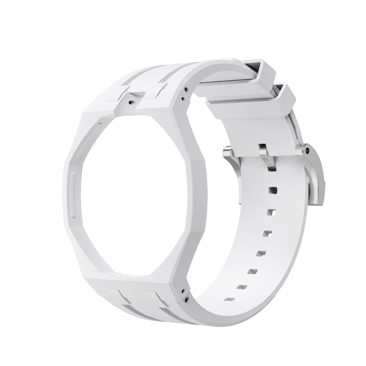 Ceramic Case Silicone Strap Band for Royal Pop AP Swatch Pocket Watch Conversion, White