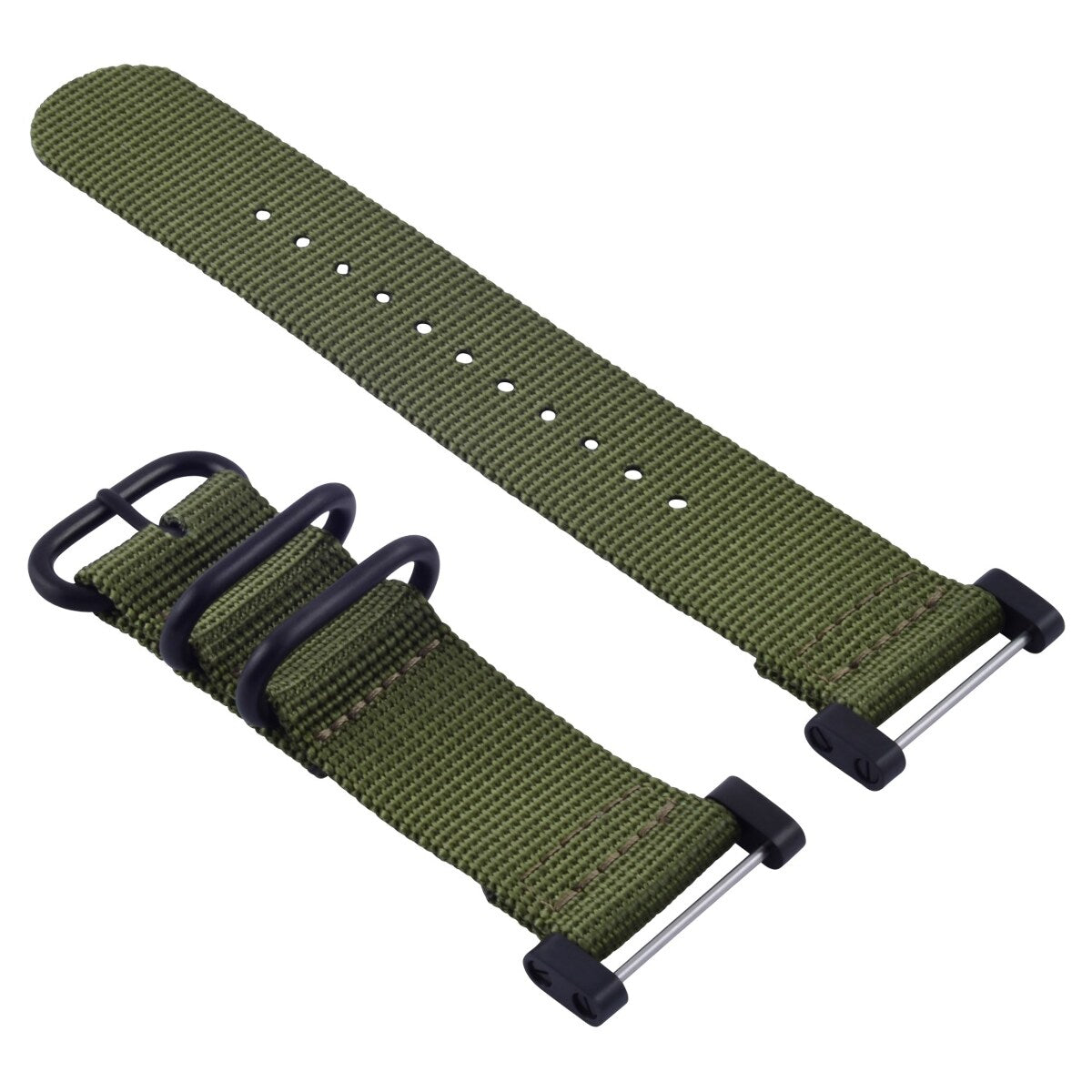 NYLON WATCH BAND STRAP BLACK PVD LUGS ADAPTER SET 3 RINGS DIVER FOR SUUNTO CORE, Military Green, view 4