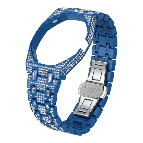 Stainless Steel Case & Strap for Royal Pop AP Swatch Watch with Stones Bling Out