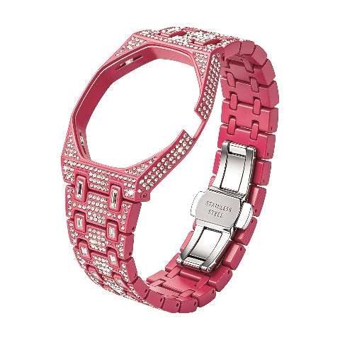 Stainless Steel Case & Strap for Royal Pop AP Swatch Watch with Stones Bling Out