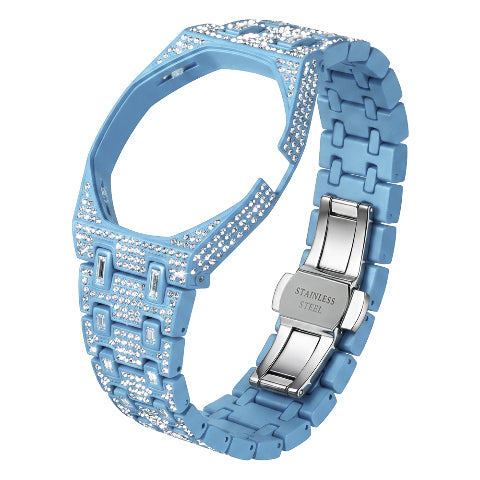Stainless Steel Case & Strap for Royal Pop AP Swatch Watch with Stones Bling Out