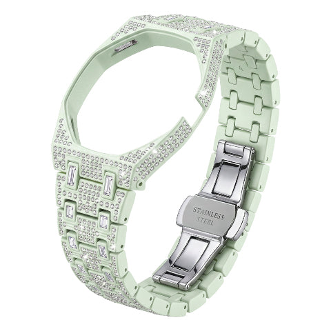 Stainless Steel Case & Strap for Royal Pop AP Swatch Watch with Stones Bling Out