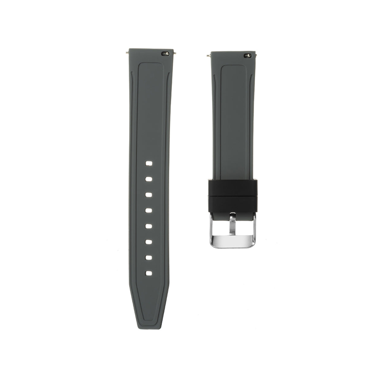 20-22-24-26MM RUBBER WATCH BAND STRAP FOR RALLY RACING PERFORATED STRAIGHT ENDS, Black & Grey, view 4