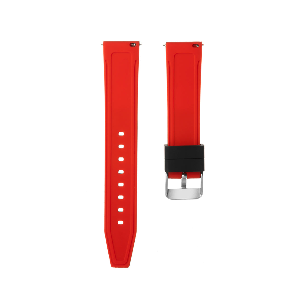 20-22-24-26MM RUBBER WATCH BAND STRAP FOR RALLY RACING PERFORATED STRAIGHT ENDS, Black & Red, view 4